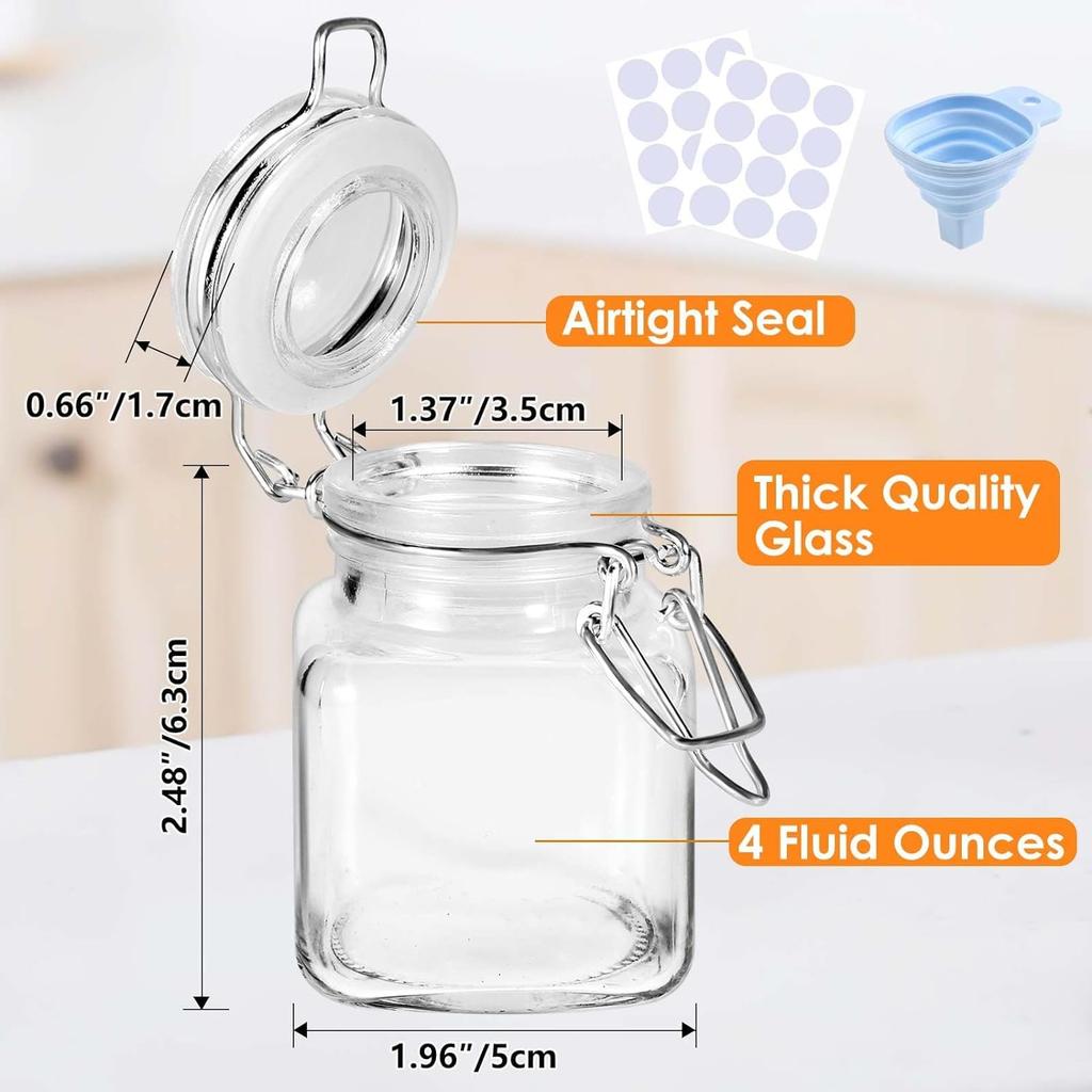 Morning Place Spice Bottles, Set of 20, with Seals and Funnels, Perfect for Kitchen Use