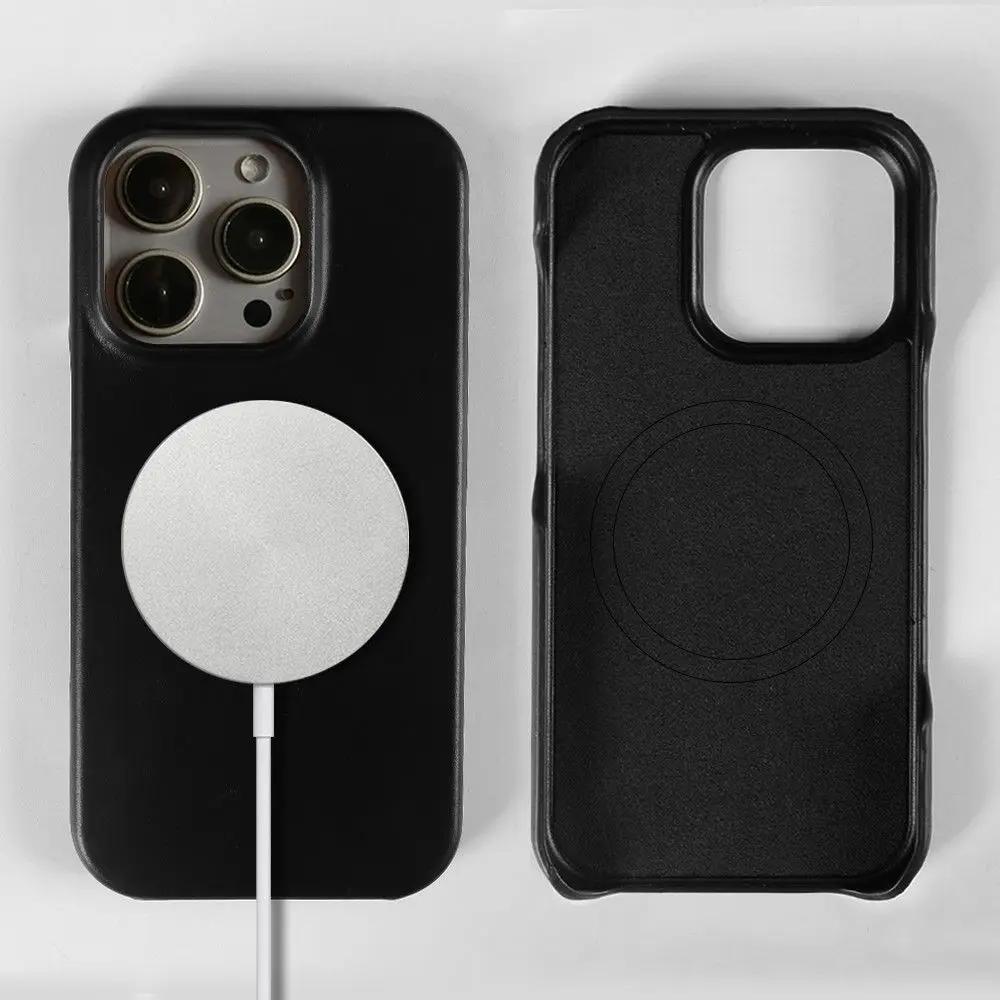 Business Genuine Leather Phone Case For Iphone 16 Pro Max 15Pro Aesthetic Vintage Back Cover For Iphone 13Pro 12Pro 11 14Pro 12