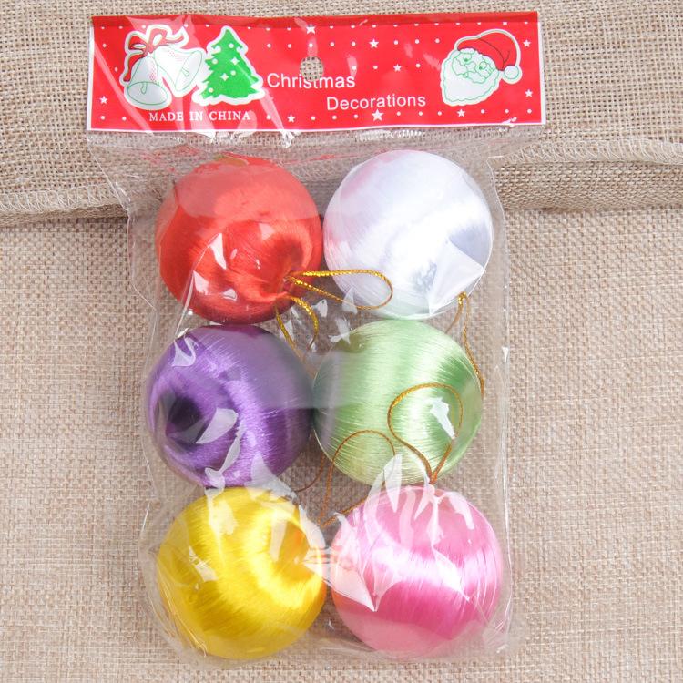 120/6pcs Wire Wrapping Christmas Balls 3/4/5/6cm Color Foam New Year Xmas Tree Hanging Pendants Ball Party Ornaments Home Decor