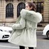 Pie overcomes the tide of medium and long velvet and thickened cotton-padded clothes for women's winter new warm loose coats and cotton-padded jackets
