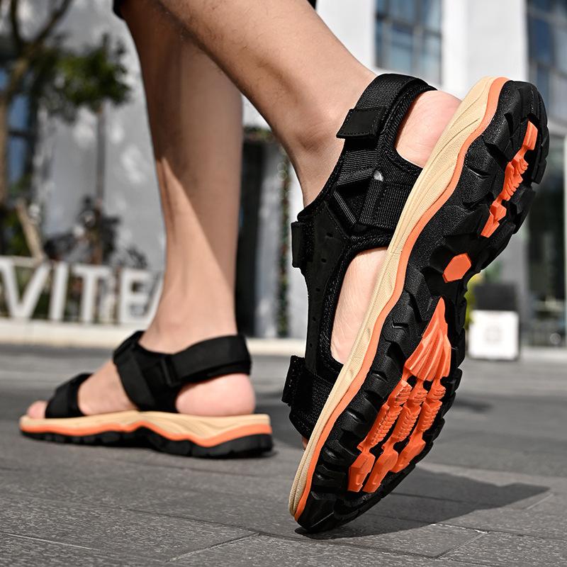 Summer new sandals men's outdoor travel beach shoes casual leather soft sole non-slip Velcro Vietnam sandals