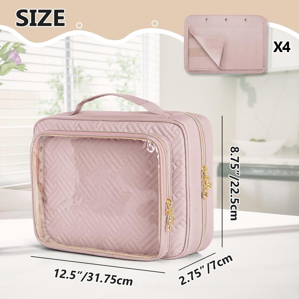 Luxja Badge Storage Bag with Clear Pocket for Badge Pin and Transport of Your Favorite Merchandise Pink Collections, Badges, Files, Display, Storage,