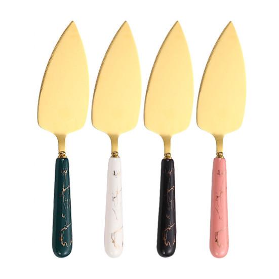 Butter Knife And Spatula Set with Ceramic Handle Stainless Steel Baking Turner for Butter Pizza Pastry Non-Stick Cake Cutter And Butter Spreader