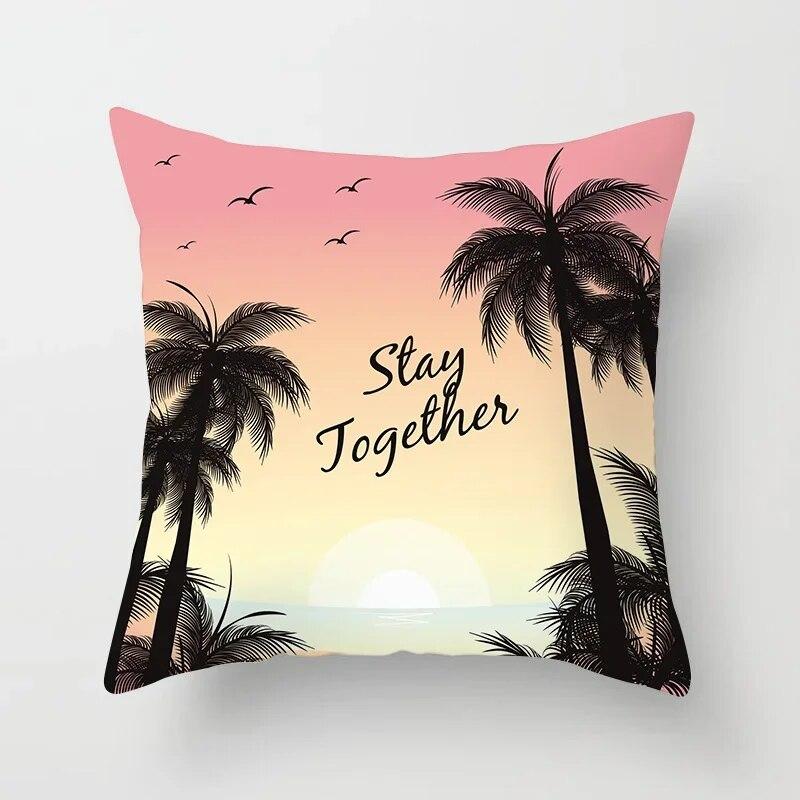 45X45CM Summer Beach Charming Landscape Pillowcase Palm Tree Plant  Bed Sofa Car Cushion Cover Home Decoration