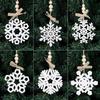 6pcs White Snowflakes Wooden Ornament Xmas Tree Hanging Pendants Christmas Decoration For Home New Year Holiday Crafts DIY Gift