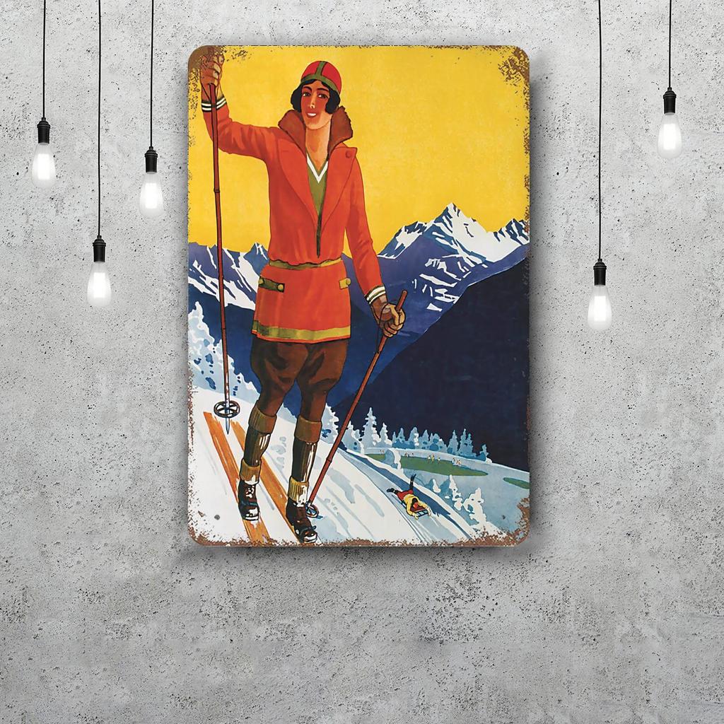 ski Classic Poster Rusty Metal Plaque Retro Decorative Plate Bar Man Cave Garage Club Metal Sign Wall Decoration