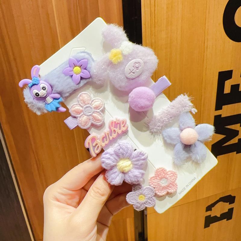 Pink 50-Piece Cute Hair Clip Set: Sweet Girly Japanese Cartoon Bangs Accessories