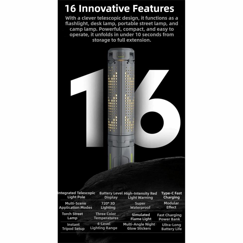 Stepless Dimming Portable Telescopic Lantern Outdoor Waterproof Lamp Outdoor Activities