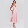 New V-neck sexy design long dress court style dopamine wear suspender dress women