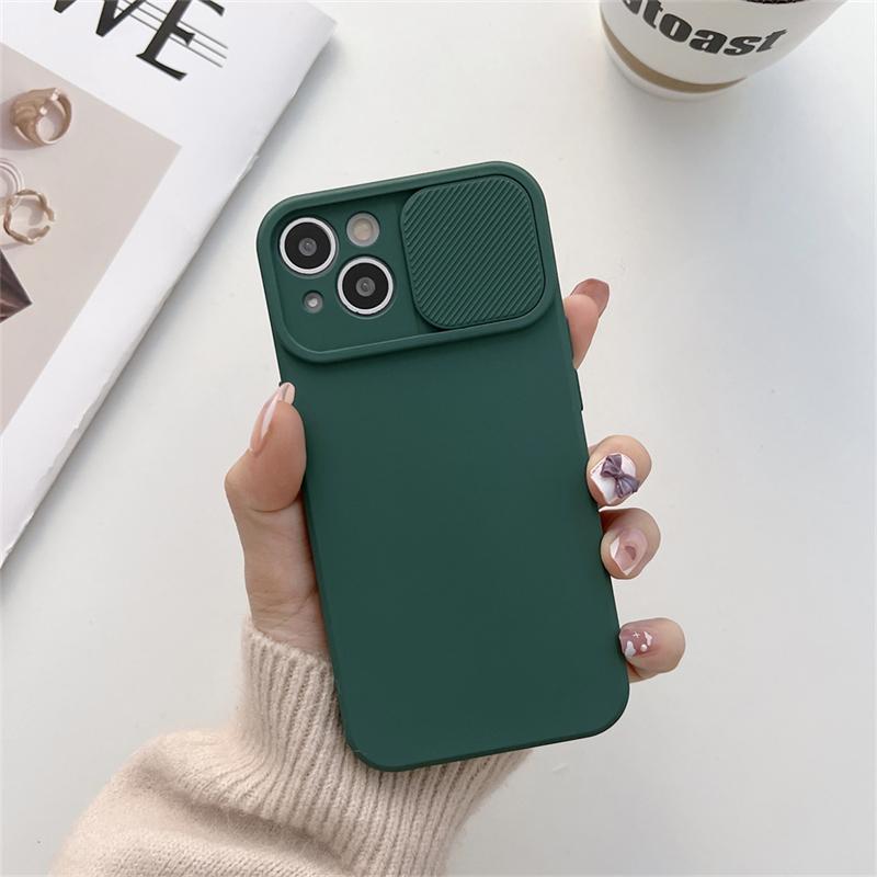 Slide Camera Protection Candy Color Θήκη τηλεφώνου Μαλακή σιλικόνη για iPhone15 14 13 12 11 Pro XS Max Mini X XR 7 8 Plus Κάλυμμα προφυλακτήρα