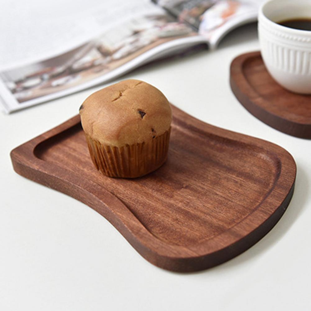 Vintage Wooden Snack Tray Cup Pad Coaster Plate Kitchen Decorative Plate Fruit Dish Sandwich Bread Buffet Salad Serving Tray