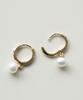 Alleun Silver 925 Freshwater Pearl One-Touch Ring Earrings Bold