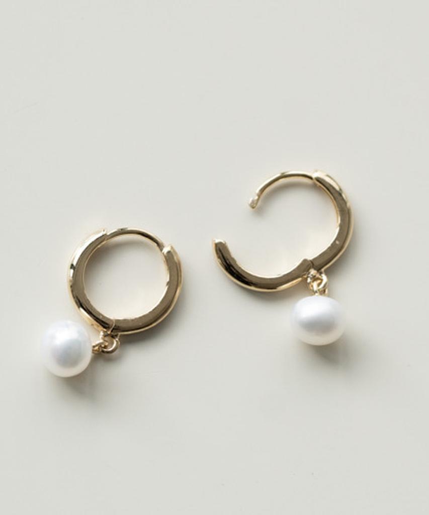 Alleun Silver 925 Freshwater Pearl One-Touch Ring Earrings Bold