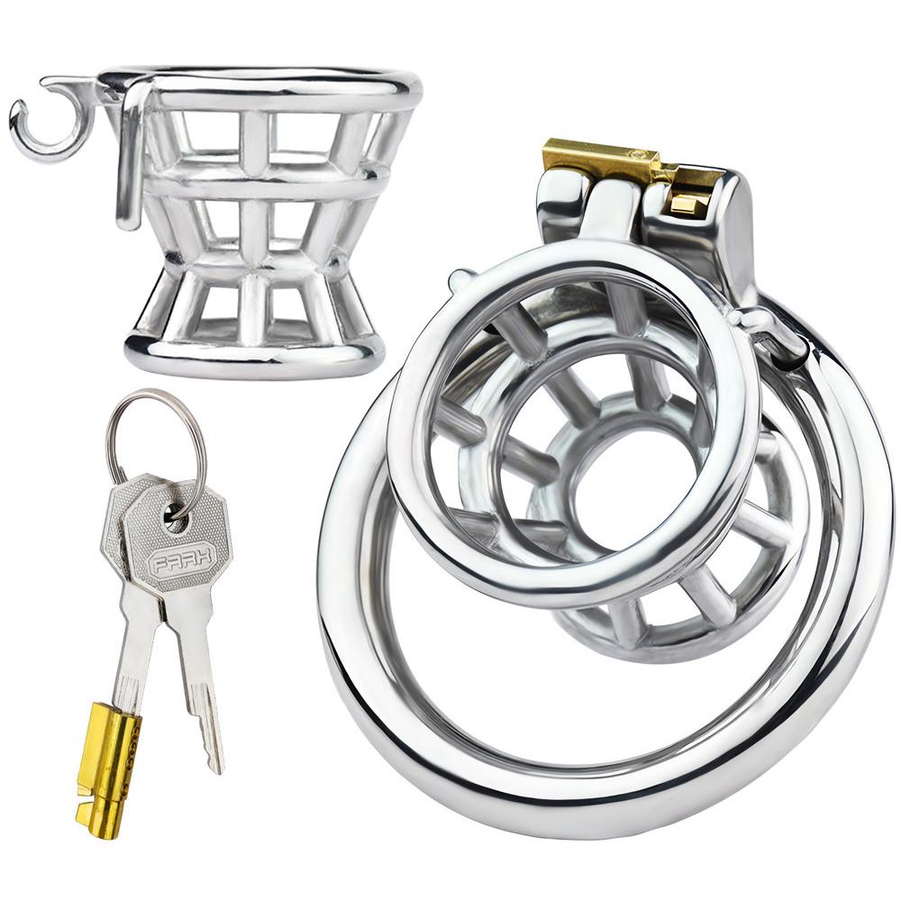 Men's Metal Cb Lock Stainless Steel Chastity Cage Penis Ring Gay Sex Toys Cuckold