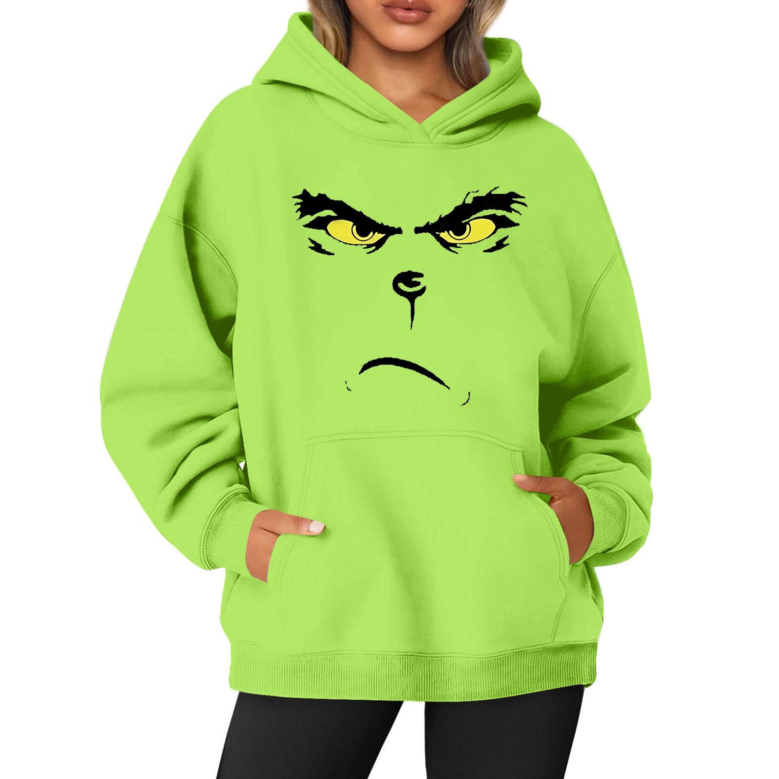 

Уродливые рождественские толстовки для женщин Забавные графические толстовки с капюшоном Толстовки с длинным рукавом Пуловеры Свитера L