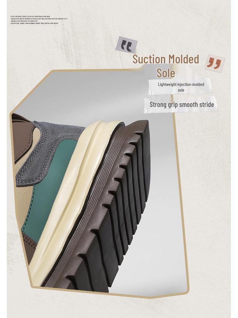 Men's Retro Casual Leather Running Shoes - Lightweight and Soft Sole for Autumn and Winter.