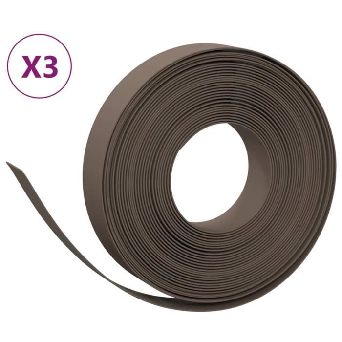 VidaXL Bordures de jardin 3 pcs marron 10 m 10 cm polyéthylène 3155437