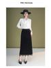Elegant Velvet Lace Trim High-Waisted Slit Tube Pencil Skirt
