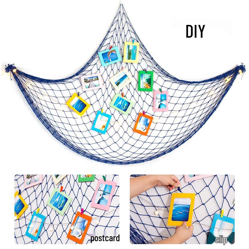 Mediterranean Style Cotton Rope Decorative Fishing Net with Shells for Wall Decor