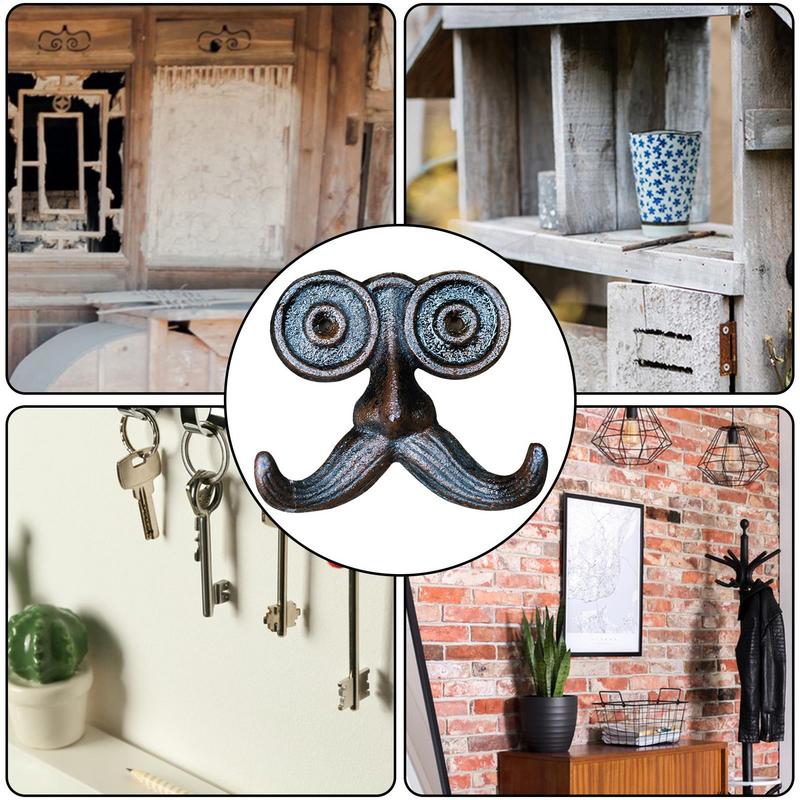 Cast Iron Wall Hooks Heavy Duty Beard Shaped Decorative Hanger Farmhouse Decoration Wall Hooks Gardening Tool Hanger Holder For
