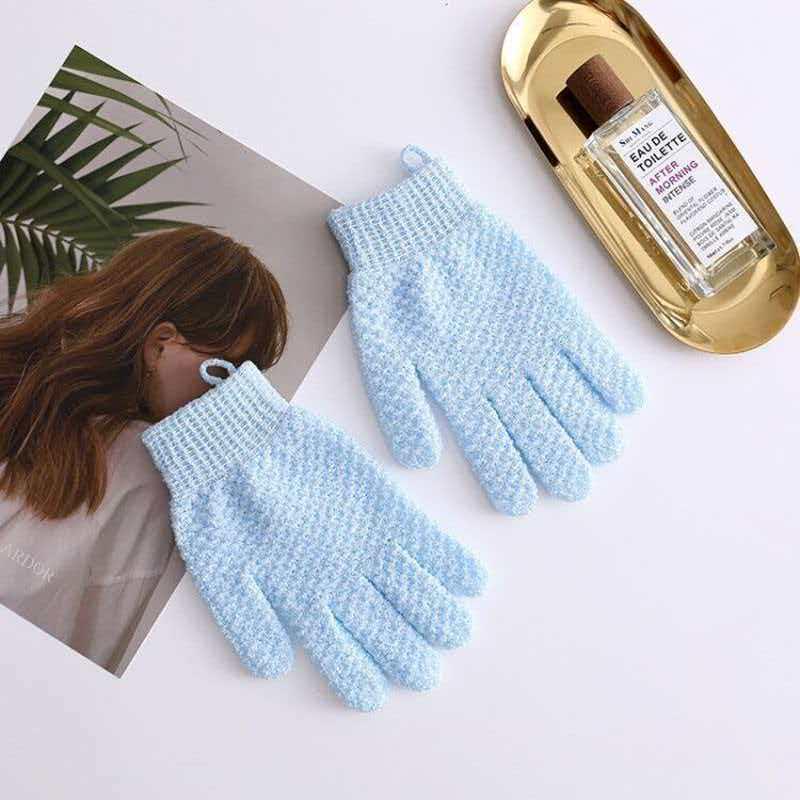 Dual-Sided Exfoliating Back Scrubber & Thickened Five-Finger Cleaning Gloves