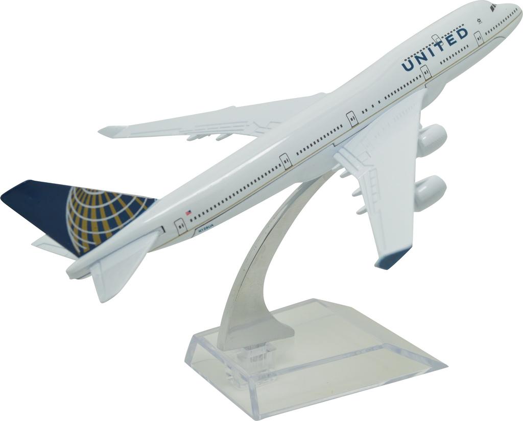 TANG DYNASTY 16cm United Airlines B747 Alloy Airplane Model Toy 1/400