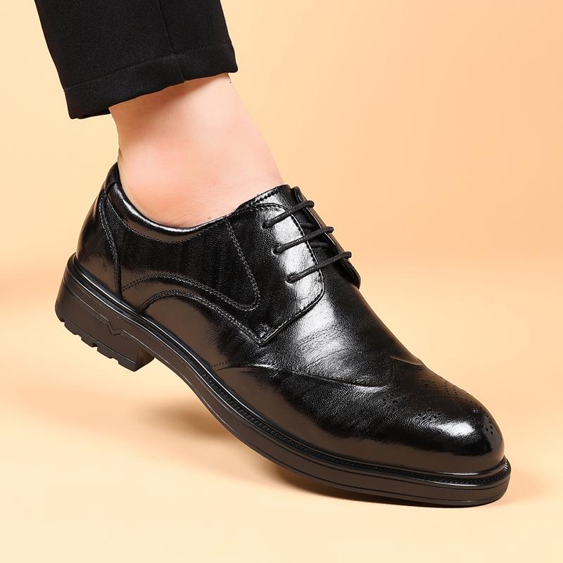 Golden Sapling High Quality Brogues Business Shoes Men Retro Korean Style Leather Oxfords Thick Soles Man Party Dress Shoe Male