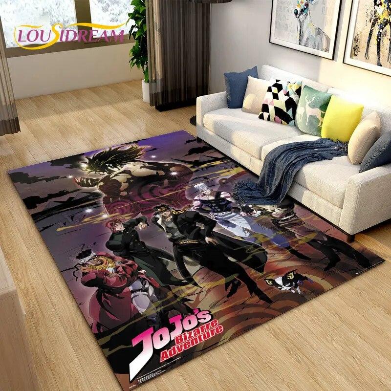 Jojo's Bizarre Adventure Anime-Teppich, Teppich für Wohnzimmer, Schlafzimmer, Sofa, Fußmatte, Dekoration, rutschfeste Bodenmatte für Kinderspiele