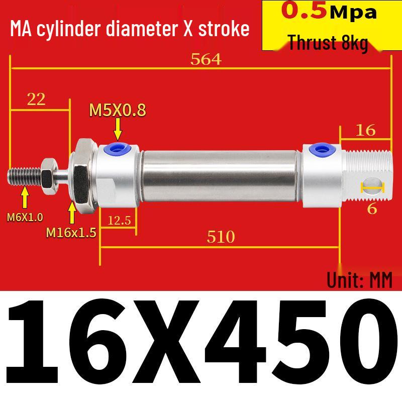 Corrosion Resistant Stainless Steel Pneumatic Cylinder 16-40mm/50-150mm