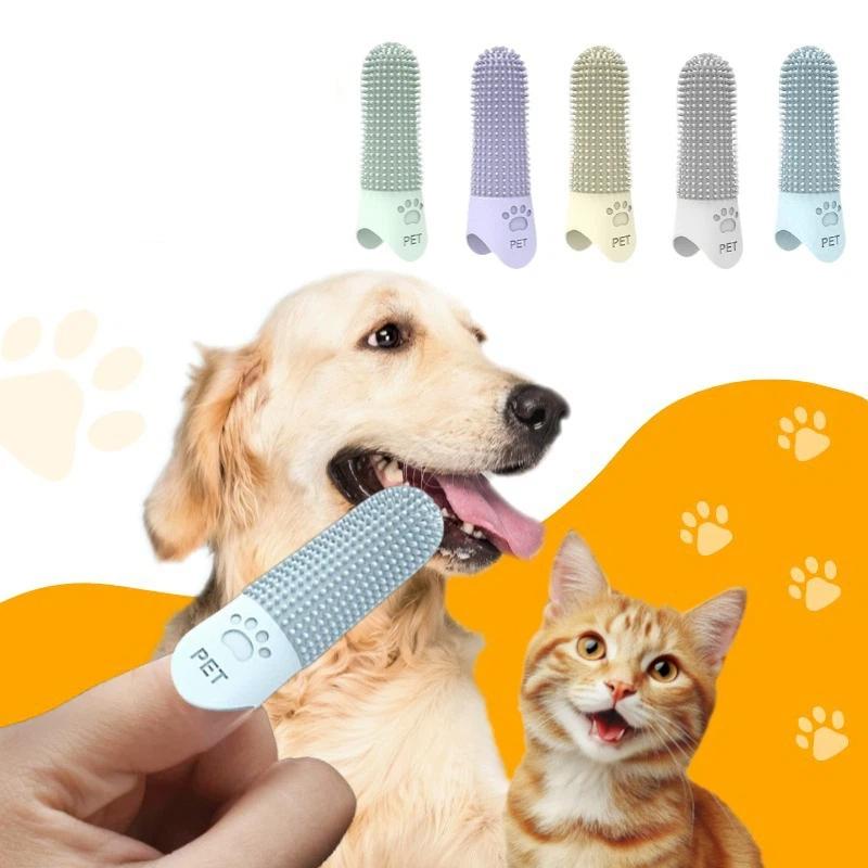 Soft Silicone Dog Toothbrush 360° Finger Toothbrush For Dogs Cats Durable Pet Finger Brush Tooth Cleaning Tool