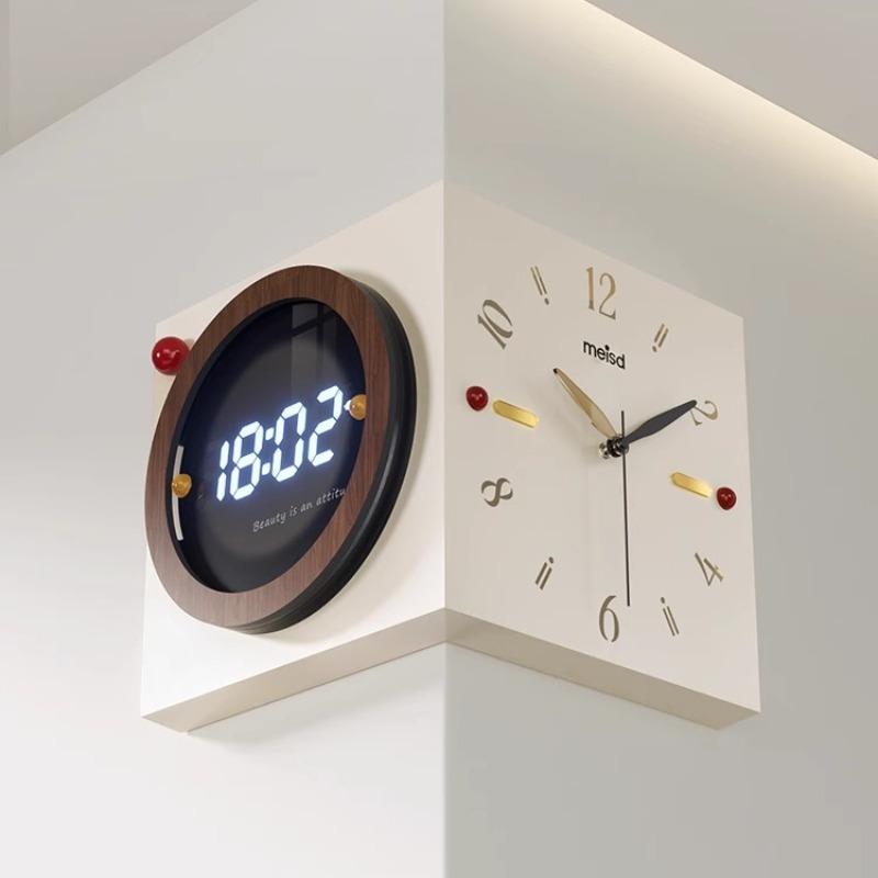 Corner Wall Clock Double Sided Wall Watch Modern Luxury Aesthetic Large Led Clocks Silent Elegant Decorative Living Room Watches