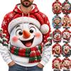 Men's Casual Loose Fit Hooded Long Sleeve Top with Christmas Print for Holiday Parties