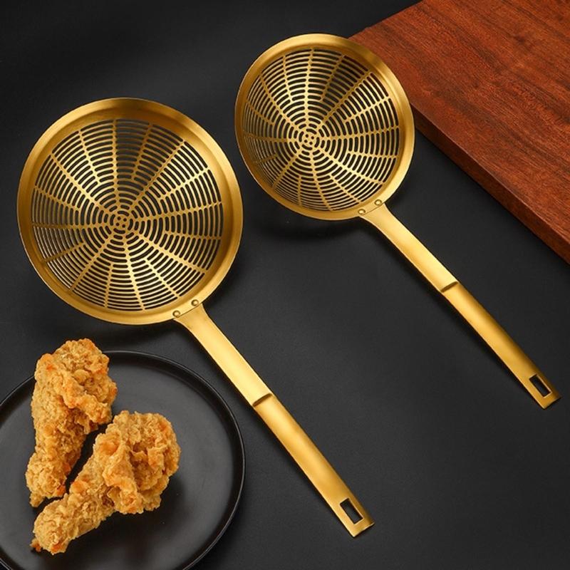 Stainless Steel Skimmer Spoon with Heat Resistant Handle Strainer Ladle Large Colander for Straining and Blanching