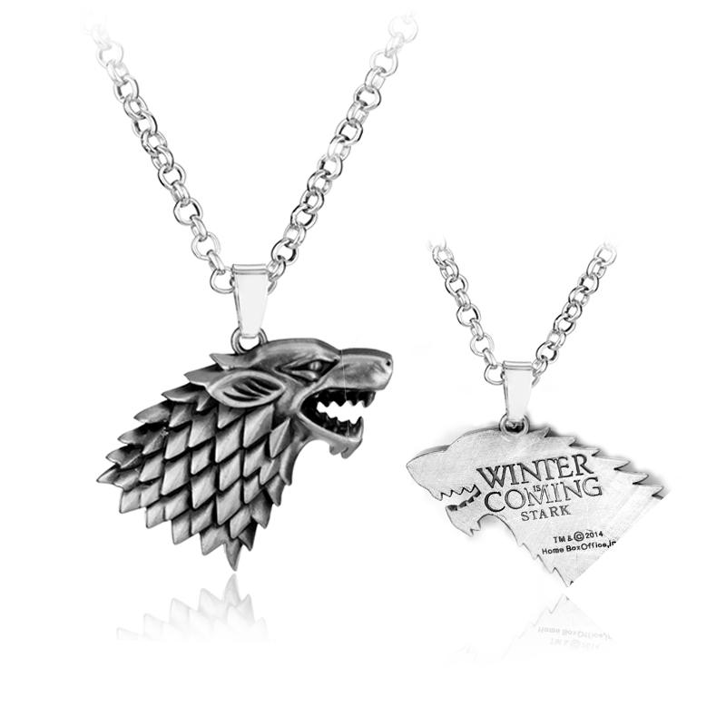 Serie TV Lupo Stark Trono portachiavi Inverno Sta Arrivando Collana con Ciondolo Vintage Logo 3D Famiglia Stark Gioielli Souvenir Regalo