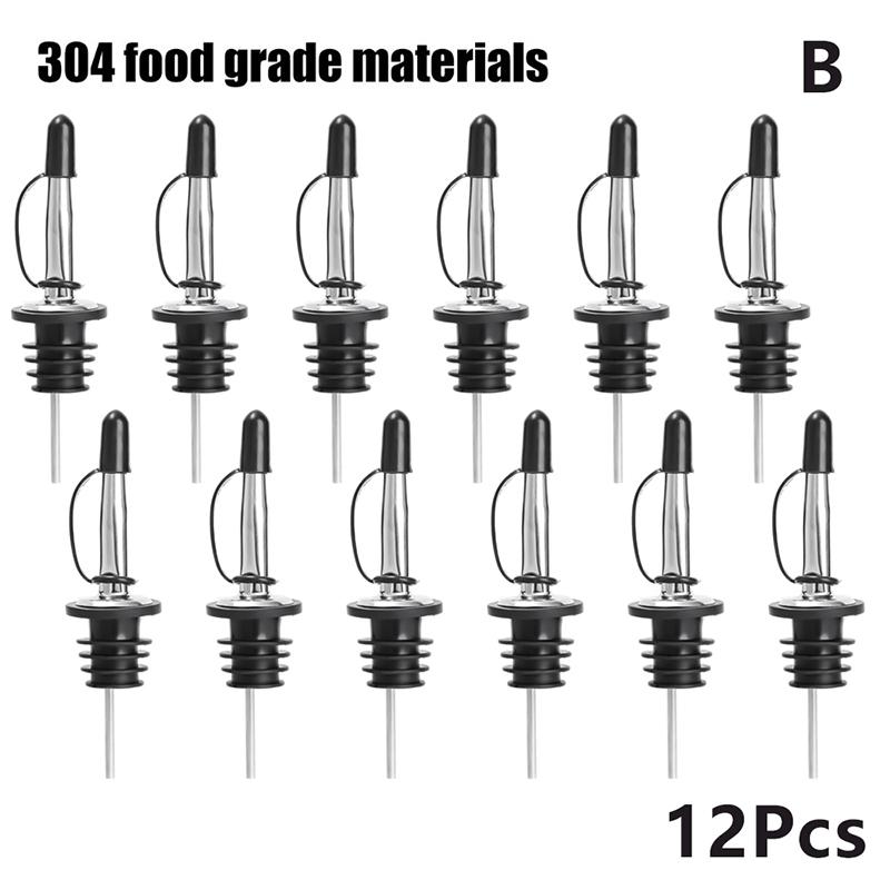Multi-Pack Stainless Steel Wine Oil Vinegar Pourer with Conical Spout Leak-proof Sealed Stopper for Liquor Bottles - 3/6/12Pcs