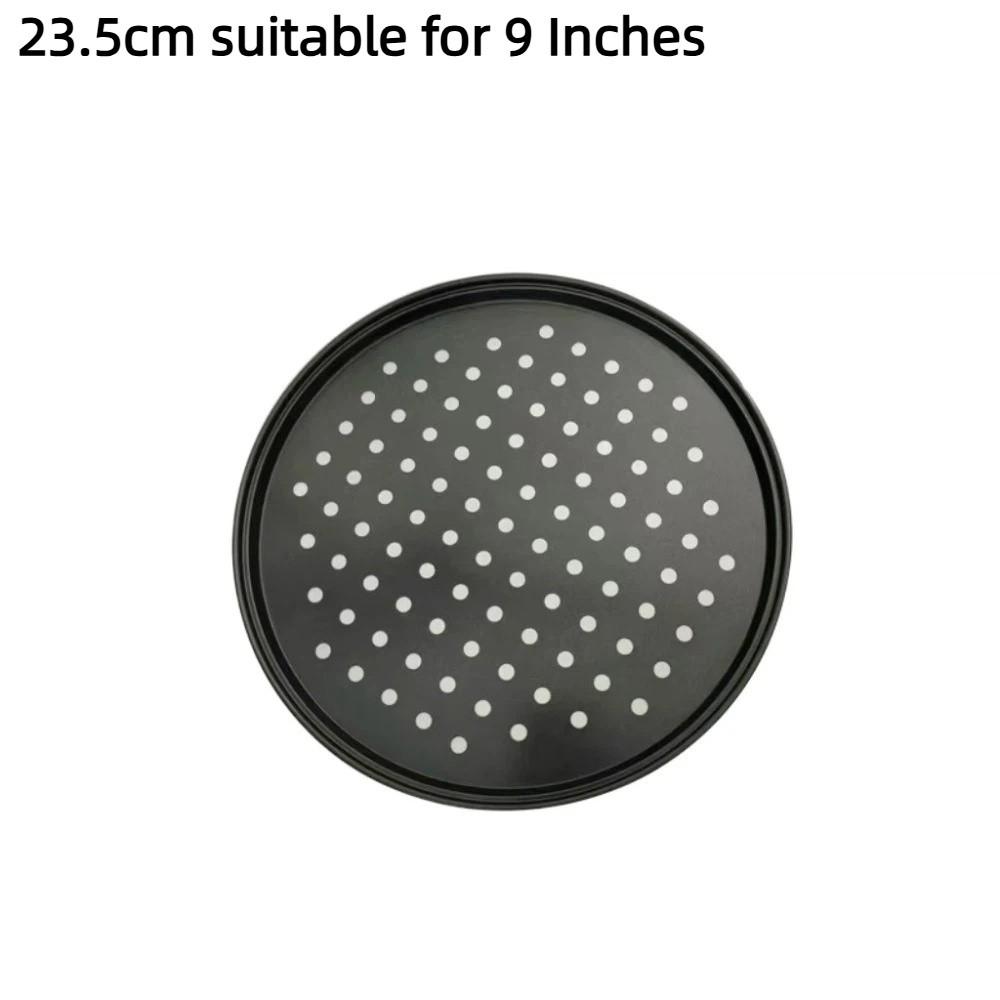 Non Stick Pizza Baking Tray Carbon Steel Cooking Plate Perforated Pizza Pan Set  Crispy & Bubbly Suitable for 9 In