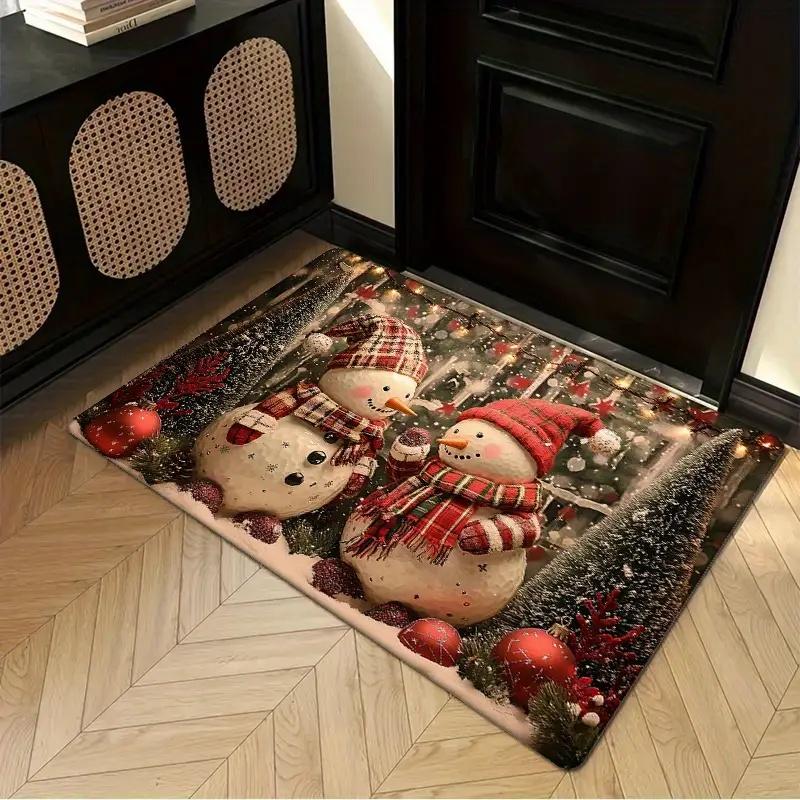 1pc Three Santa Claus Doormats Snowman Floor Mat Living Room Rug for Bedroom Welcome Mat Outdoor Rug Christmas Rug