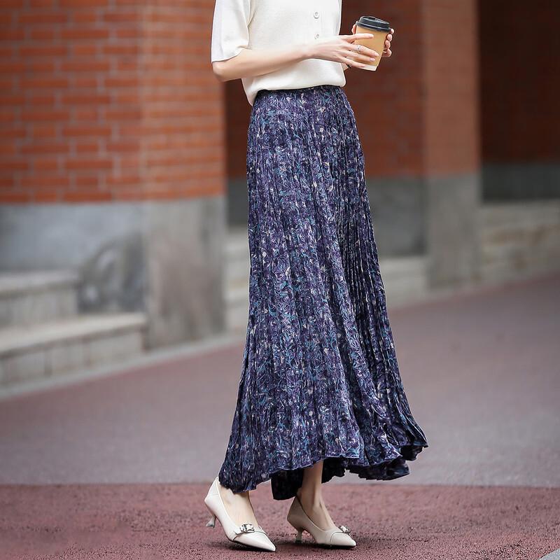Demana Ice Crushed Star River Printed Pleated A-Line Midi Skirt