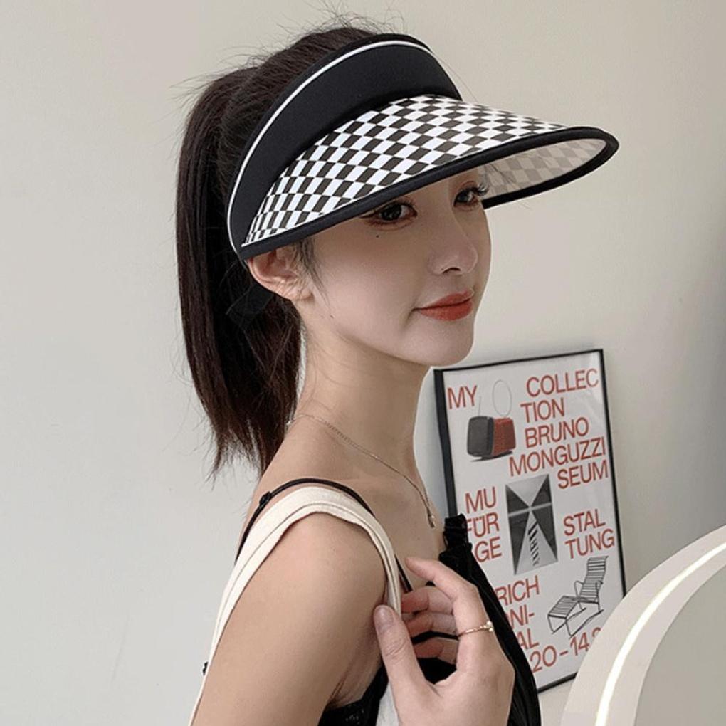Checkered Sun Cap (Black) UV Protection Summer Hat