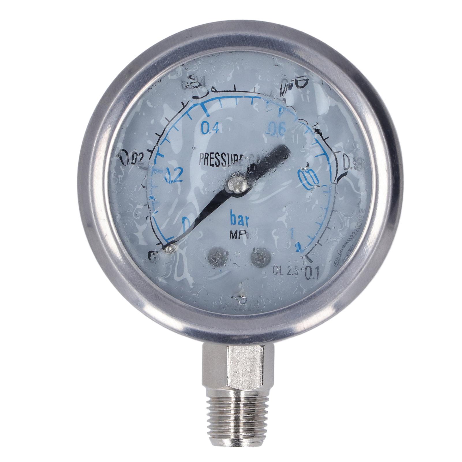 

Вакуумный манометр ударопрочный радиальный нержавеющая сталь для промышленного и бытового использования 14 дюймов NPT 0~0,1 МПа