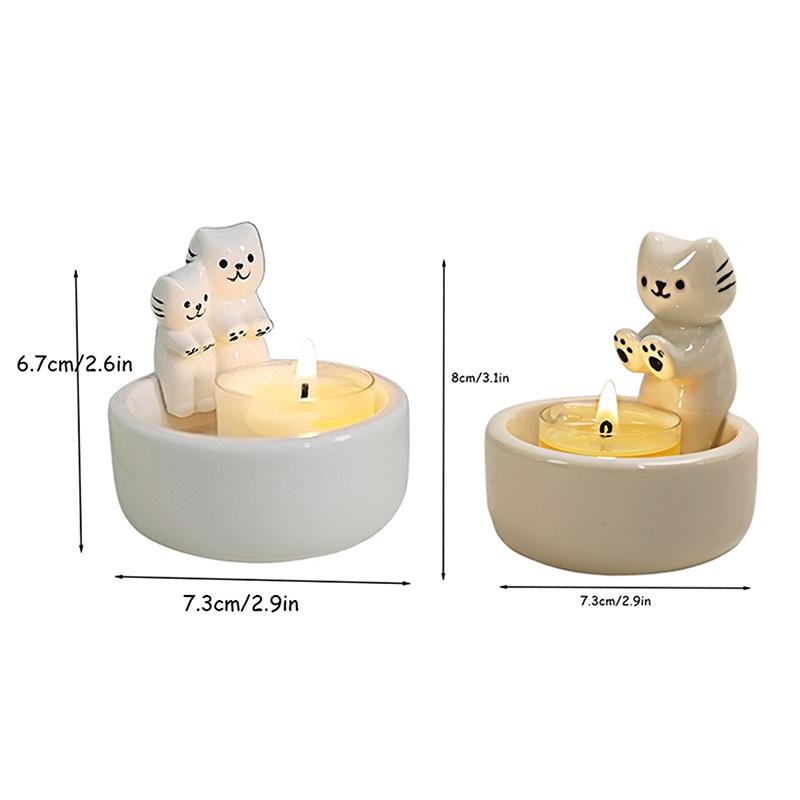 Kitten Candle Holder Cute Cat Candlestick Creative Aromatherapy Candle Holder Durable Cartoon Candlestick Decoration