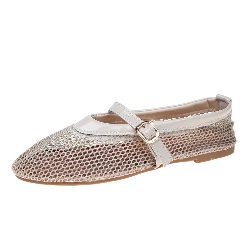 Fashion Shoes for Women 2024 Hot Sale One-word Buckle Women's Flats Mixed Colors Leopard Print Net Cloth Breathable Casual Flat Shoes