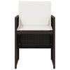 5 Piece Outdoor Dining Set with Cushions Brown Poly Rattan