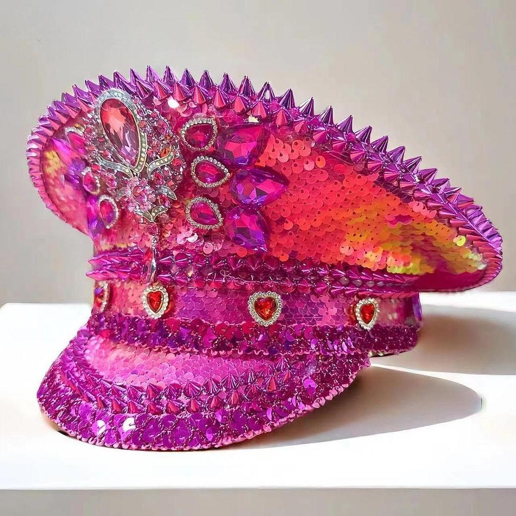 Rhinestones Studs Costume Hat Decor Novelty Gothic Party for Cosplay Events