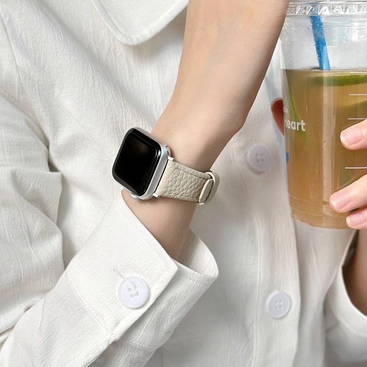 Lychee Grain Calfskin Band for Apple Watch Series 10, iWatch 98765, and SE