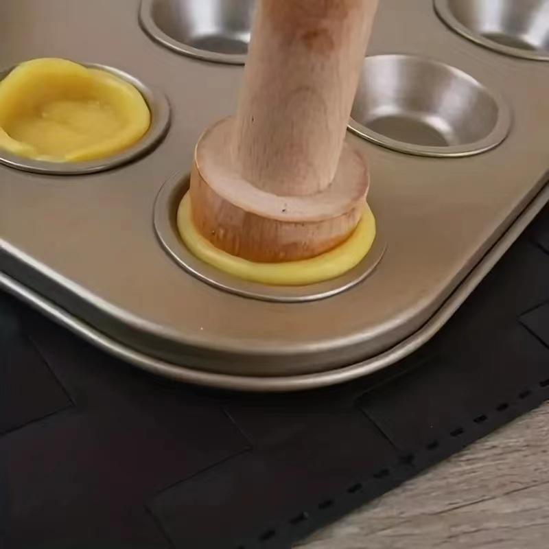 Wooden Egg Tart Mold Pie Mold Double-headed Egg Tart Pie Bottom Mold Wooden Color Egg Tart Mold Rolling Pin Kitchen Gadget