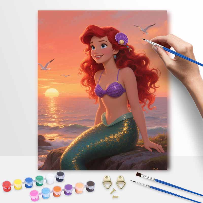Disney Ariel The Little Mermaid Paint by Numbers Painting Art Kit Home Decor Gift