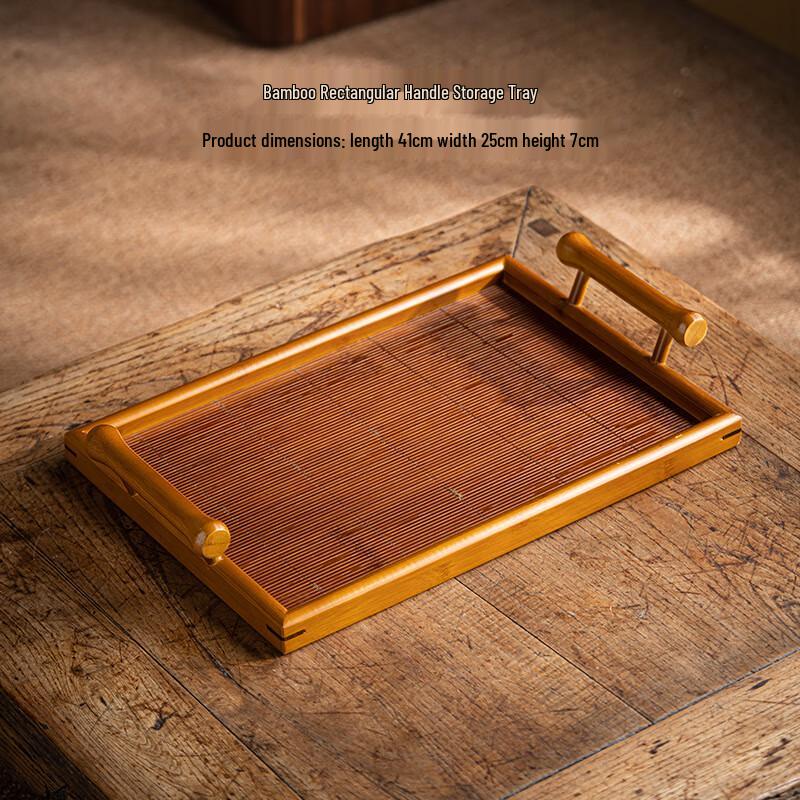 Bamboo Rectangular Serving Tray with Handle
