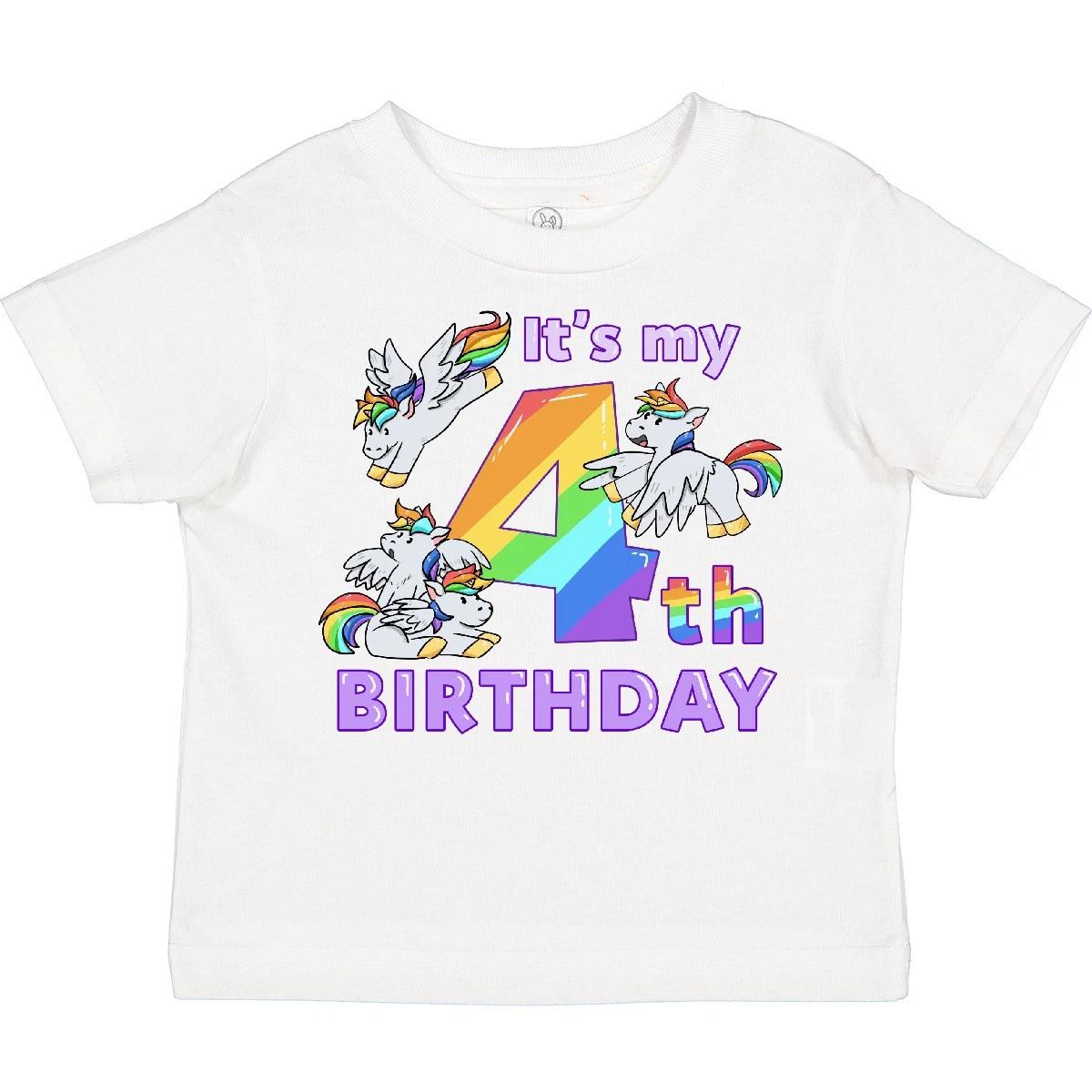 

Inktastic It s My 4th Birthday Unicorn Toddler kids boys T-Shirt Rainbow 4 Party Four Year 160