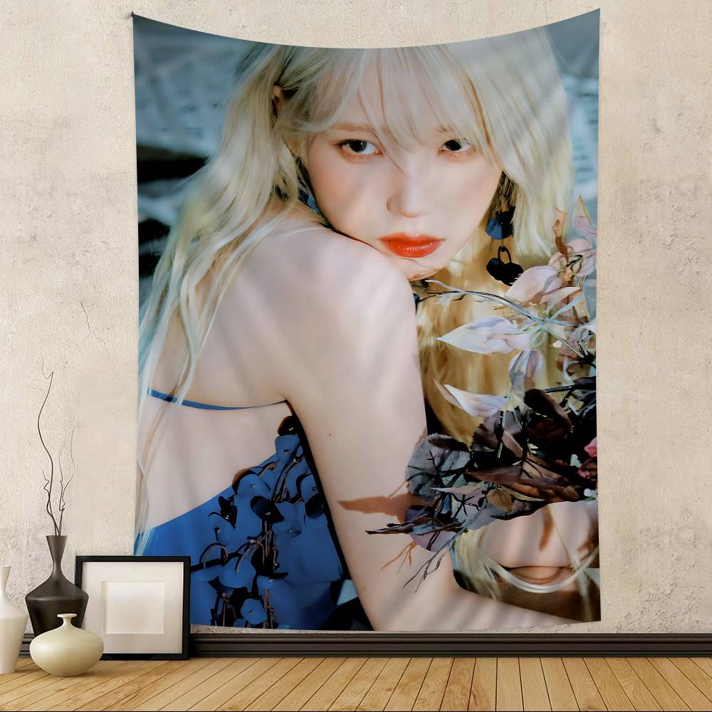 Classic Famous Kpop Singer IU Hanging Bohemian Tapestry Japanese Wall Tapestry Anime Kawaii Room Decor